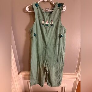 Chez Ami Green Gingham Sailboat Smocked Jon Jon Longall Boys 4T